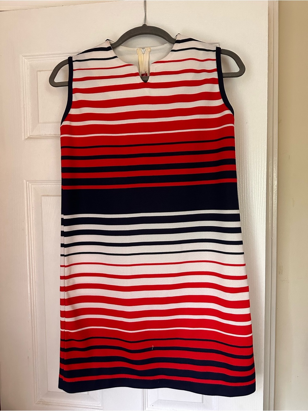 Vintage Red, White & Navy Striped Mini Shift Dress